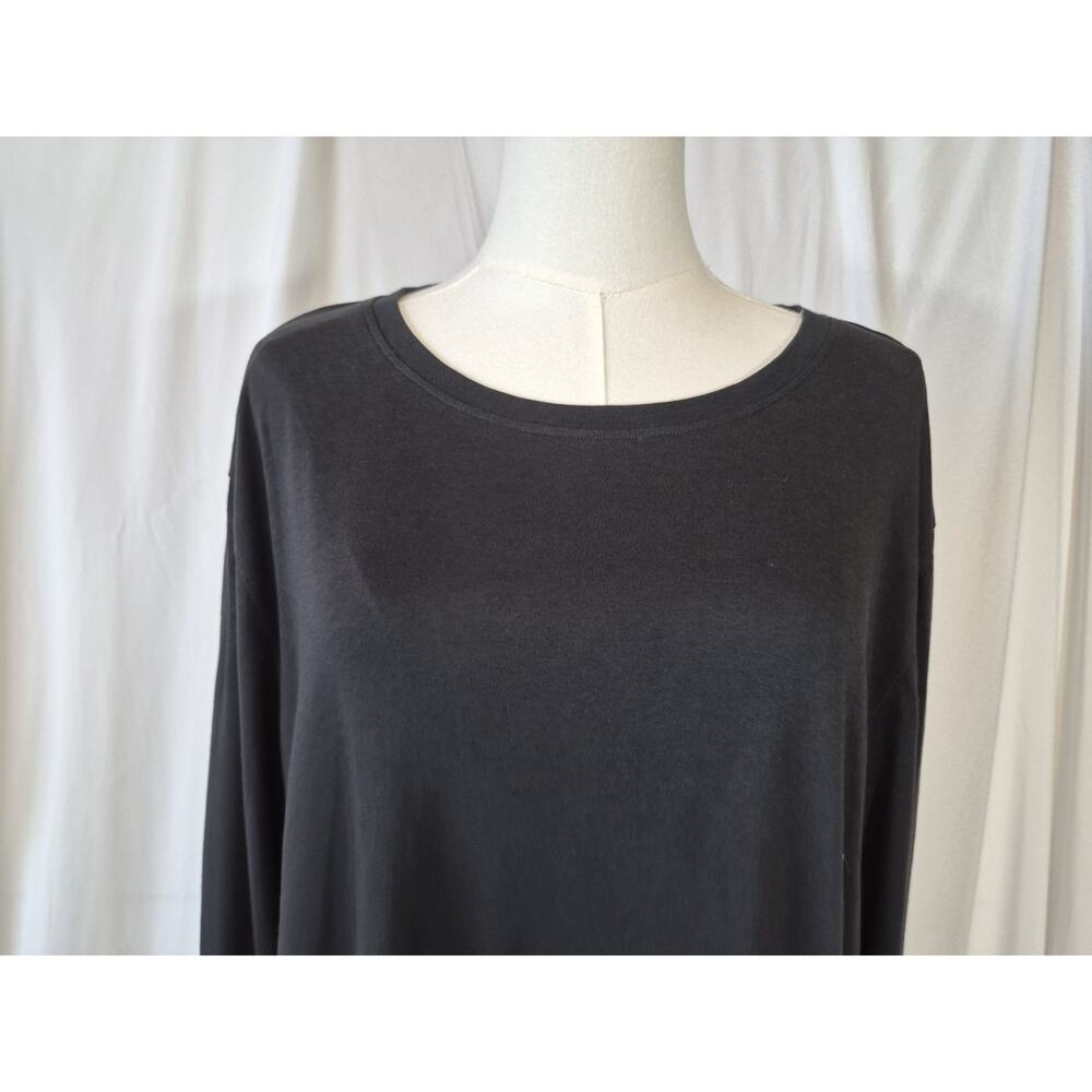 Quince Black Cotton Modal Relaxed Long Sleeve Top Large - Picture 4 of 9